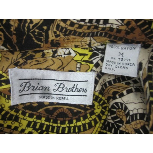 Brian Brothers vtg 1990s Men shirt PAISLEY s/s p2p 24.5 M rayon colorful as is - Picture 10 of 10